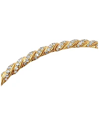 Sculpted Cable Flex Bracelet in 18K Yellow Gold with Diamonds, 3.5mm