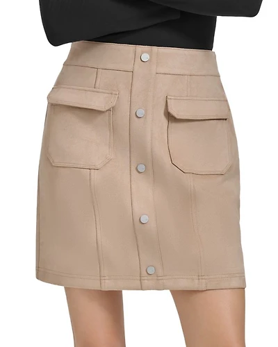 Faux Suede Cargo Mini Skirt