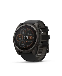 Fenix 8 51mm, Saphire Solar, Carbon Gray Titanium Black, Black/Pebble Gray Band Watch