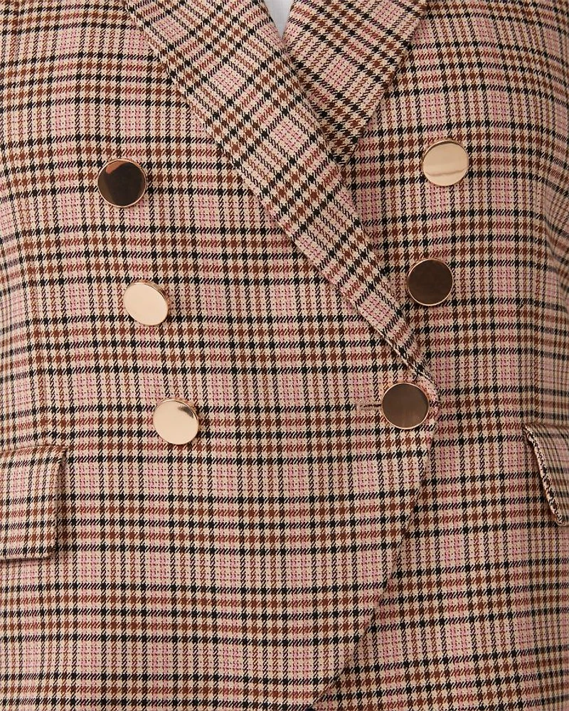 Plus Penelope Plaid Double Breasted Blazer