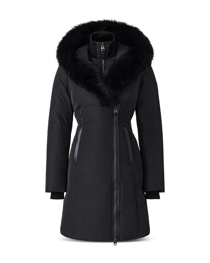 Kay Hooded Down Shearling Coat