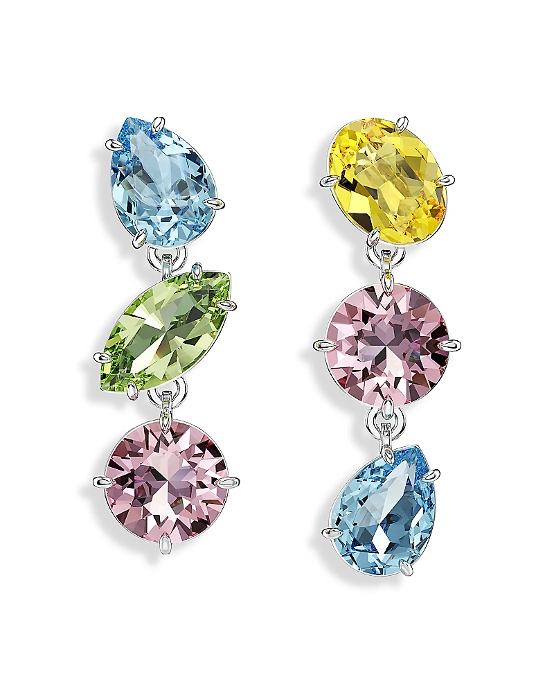 Swarovski Gema Multicolor Crystal Mismatch Triple Drop Earrings