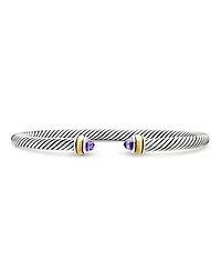 David Yurman Sterling Silver & 18K Yellow Gold Cable Cuff Bracelet with Amethyst