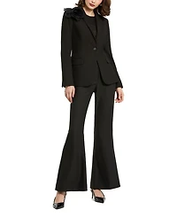 Classic Crepe Blazer Jacket With Flower