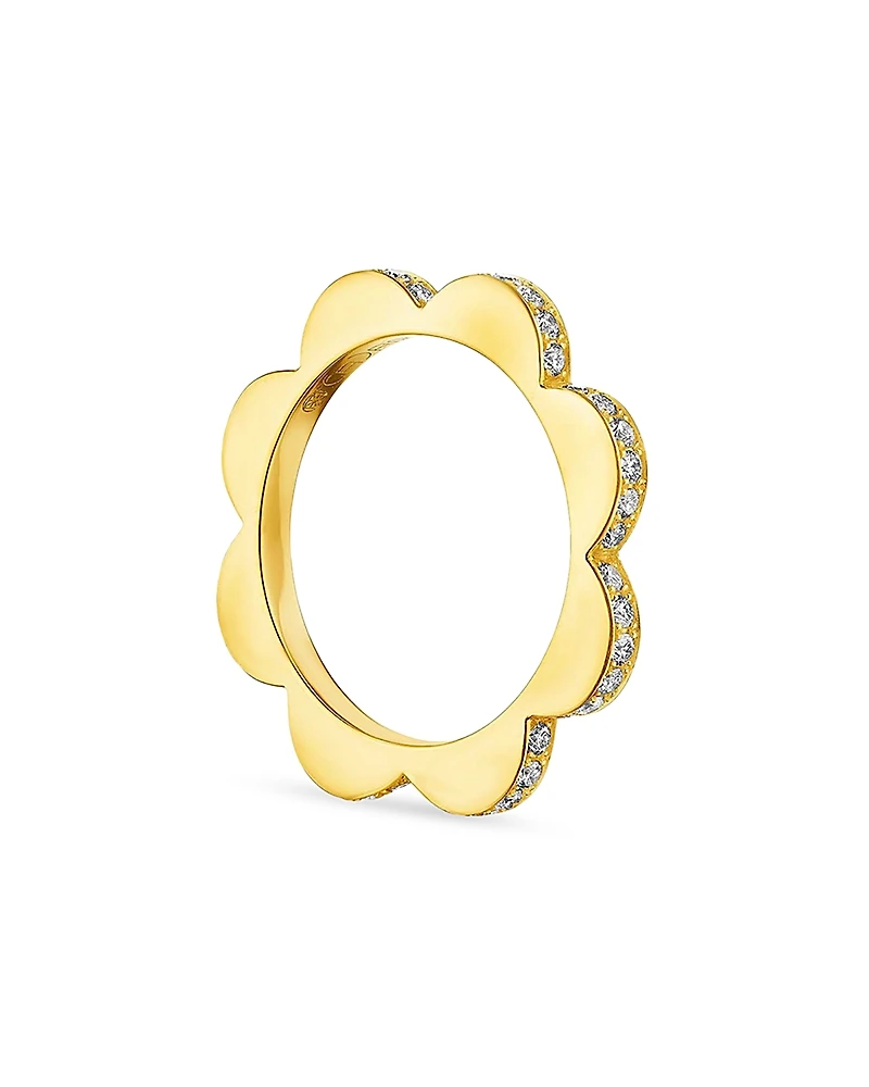 Cadar 18K Yellow Gold Triplet Wide Stacking Ring with Diamonds, 0.4 tcw