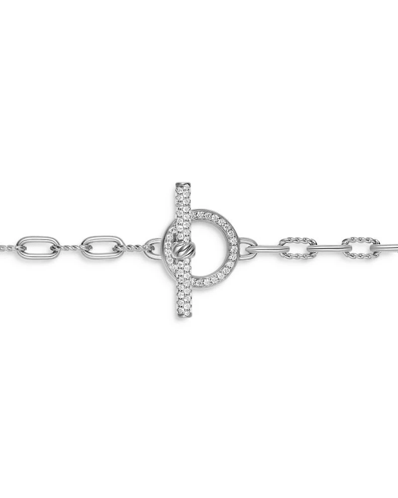 DY Madison® Pavé Diamond Toggle Chain Necklace in Sterling Silver, 3mm