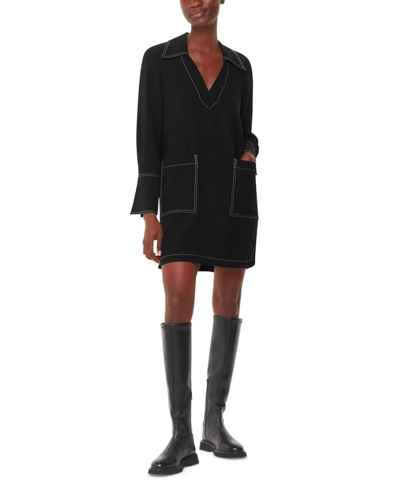 Topstitch Mini Dress