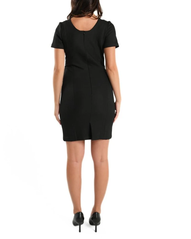 Women's Short Sleeve Maternity & Nursing Knee Length Dress Italian Stretch Suiting Fabric