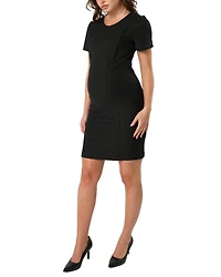 Women's Short Sleeve Maternity & Nursing Knee Length Dress Italian Stretch Suiting Fabric