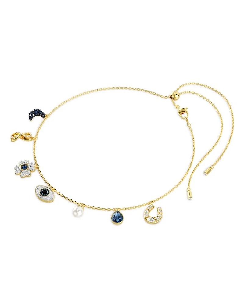Symbolica Crystal & Imitation Pearl Adjustable Choker Necklace in Gold Tone, 16.5"-20.5"