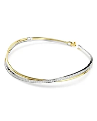 Hyperbola Crystal Crossover Choker Necklace in Gold Tone & Rhodium Plated, 13.87"