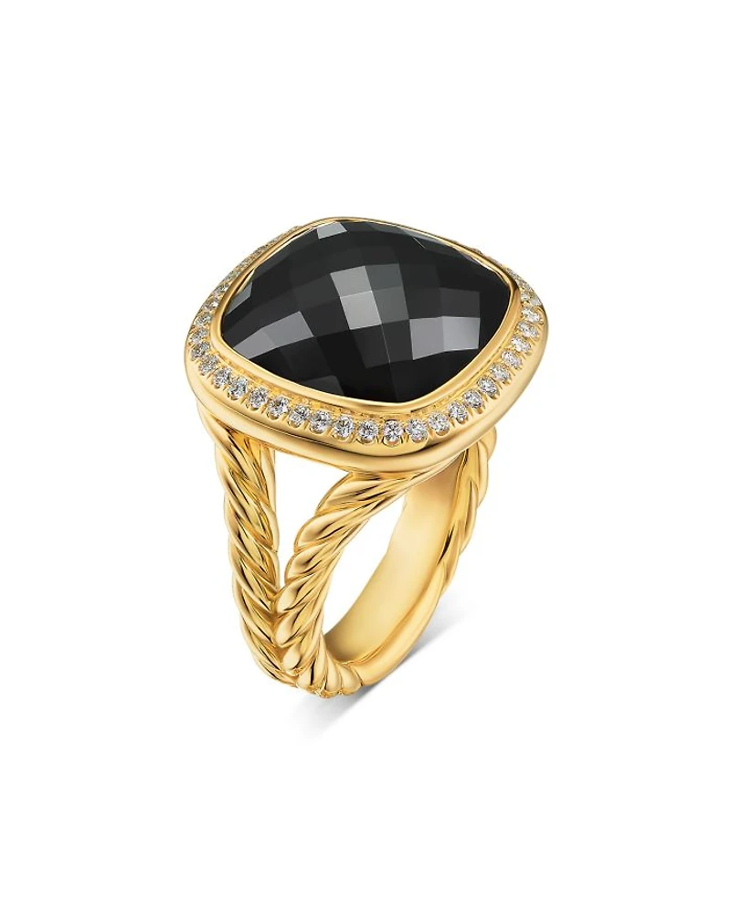 Albion® Ring 18K Yellow Gold with Gemstones and Diamonds, 15mm