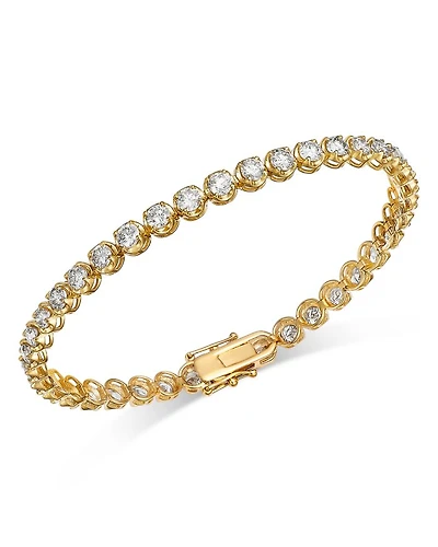 Crown Set Diamond Tennis Bracelet 14K Gold, 6.0 tcw