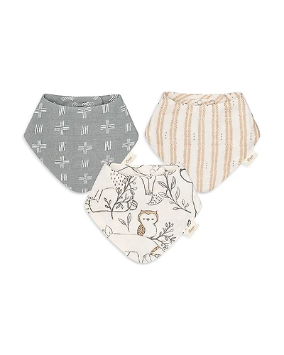 Crane Baby Ezra Woodland Muslin Bib Set, 3 Pack - Ages 0-36 Months