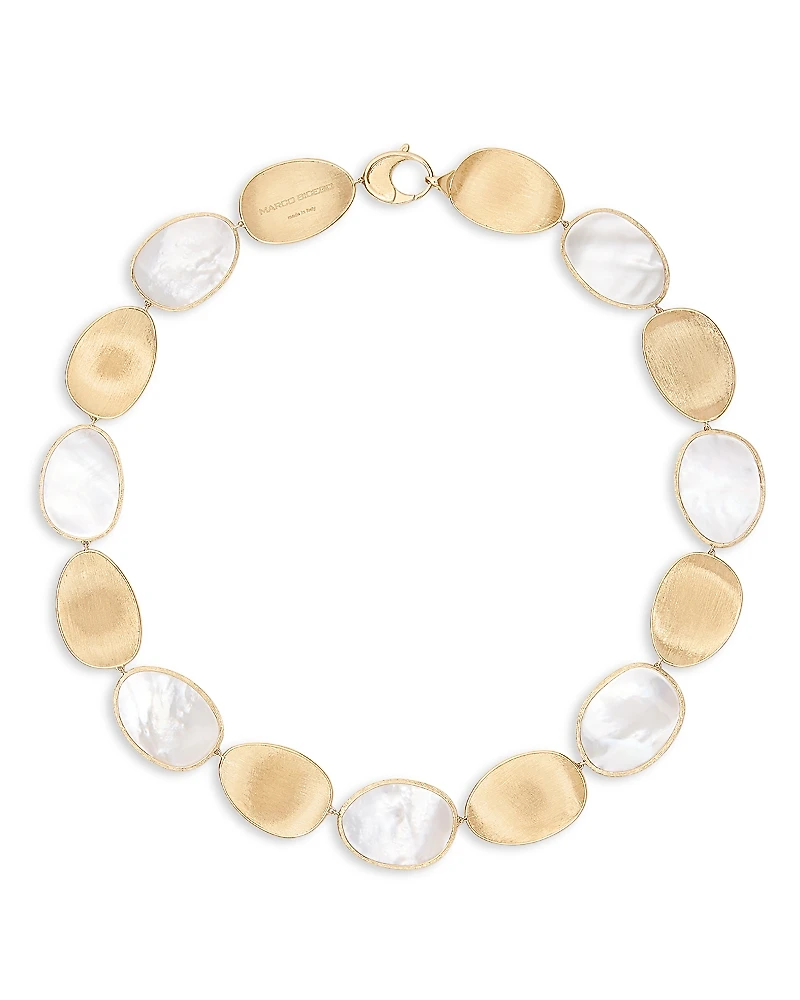 Marco Bicego 18K Yellow Gold Lunaria Large Mother of Pearl & Textured Disc Statement Necklace, 17.75