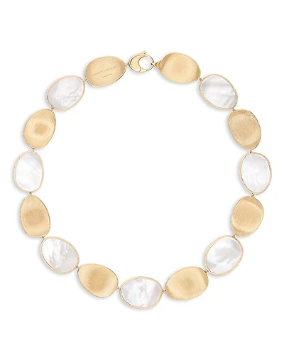 Marco Bicego 18K Yellow Gold Lunaria Large Mother of Pearl & Textured Disc Statement Necklace, 17.75