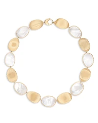Marco Bicego 18K Yellow Gold Lunaria Large Mother of Pearl & Textured Disc Statement Necklace, 17.75