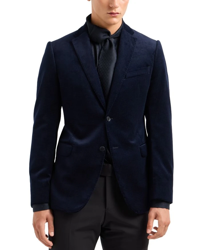 Cotton Velvet Check Slim Fit Blazer