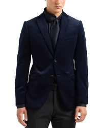 Emporio Armani Cotton Velvet Check Slim Fit Blazer