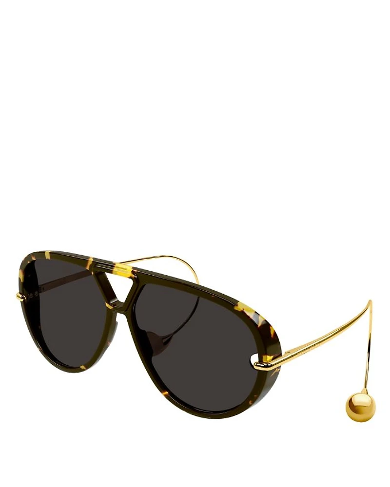 Fashion Show Drop Earring Geometrical Sunglasses, 63mm