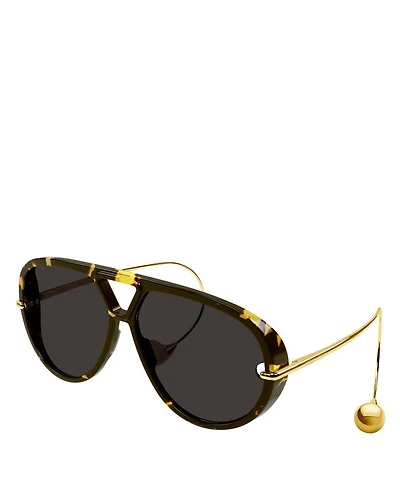 Fashion Show Drop Earring Geometrical Sunglasses, 63mm