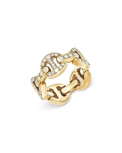 Hoorsenbuhs 18K Yellow Gold Heritage Diamond Tri Link Ring