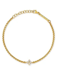 14K Yellow Gold Diamond Pendant Box Chain Bracelet