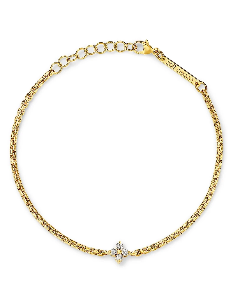 Zoe Chicco 14K Yellow Gold Diamond Pendant Box Chain Bracelet