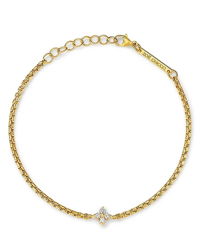 Zoe Chicco 14K Yellow Gold Diamond Pendant Box Chain Bracelet