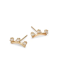 14K Yellow Gold Diamond Wire Arc Stud Earrings