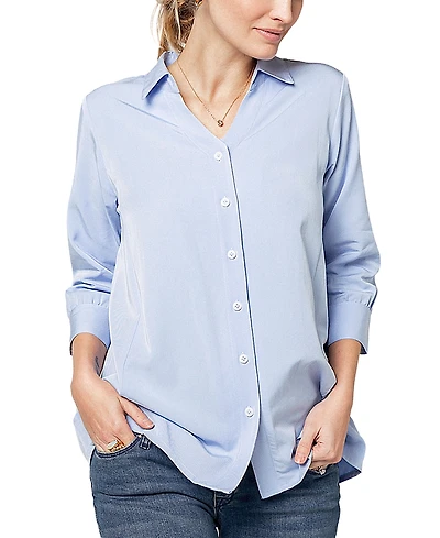 Marion Women's No-Gap 3/4 Sleeve Maternity & Nursing Button Down Shirt