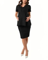 Women's Knee Length Maternity Pencil Skirt with Stretch Bump Panel Italian Suiting Fabric