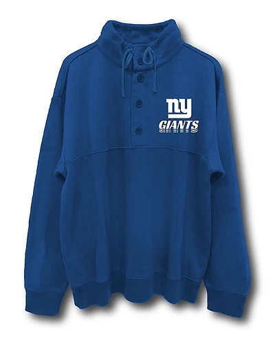 Junk Food Clothing Unisex Nfl New York Giants Mock 1/4 Button Up