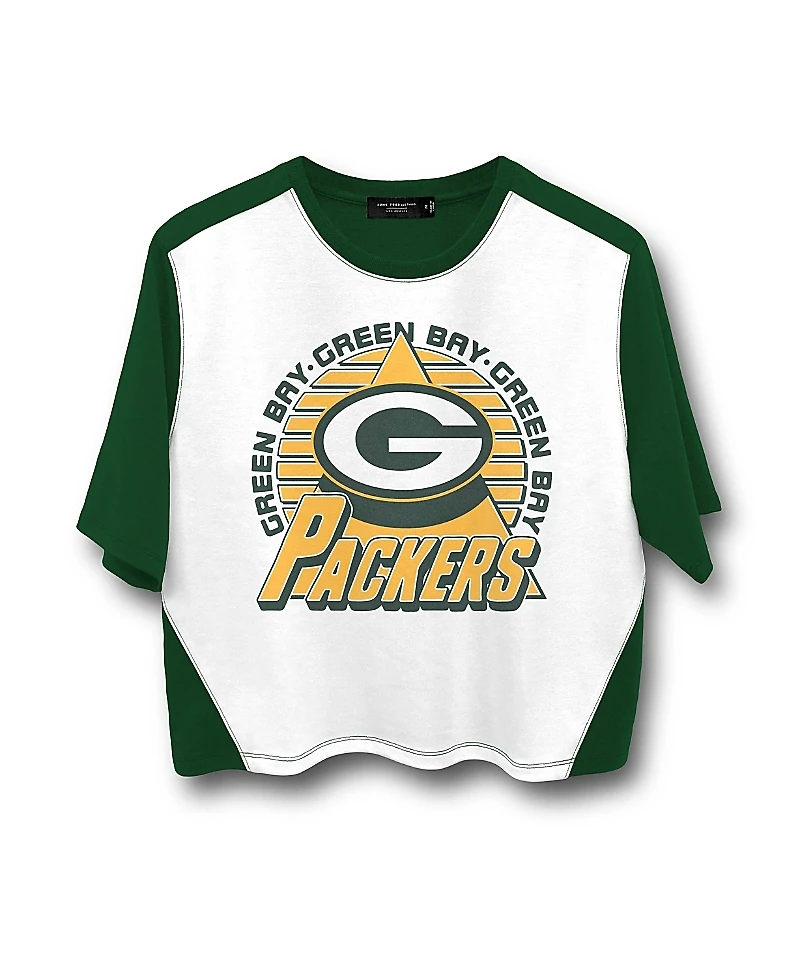 Junk Food Clothing Women's Nfl Green Bay Packers Color Block Crop Tee