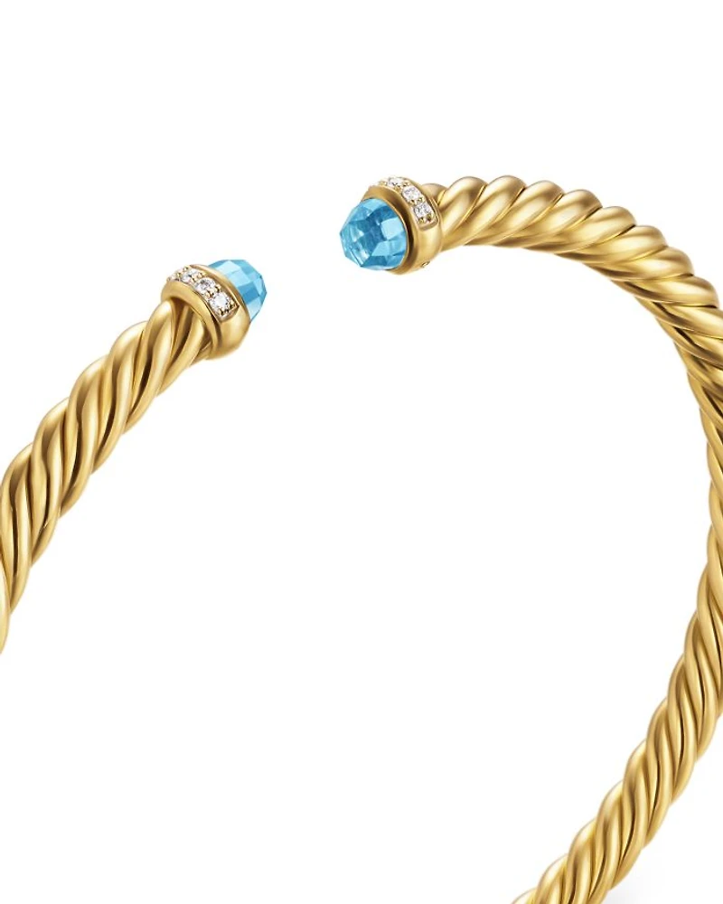 Cablespira Flex® Bracelet 18K Yellow Gold with Gemstones and Diamonds, 4mm