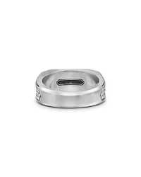 Men's Streamline® Signet Ring Sterling Silver with Diamonds, 10mm
