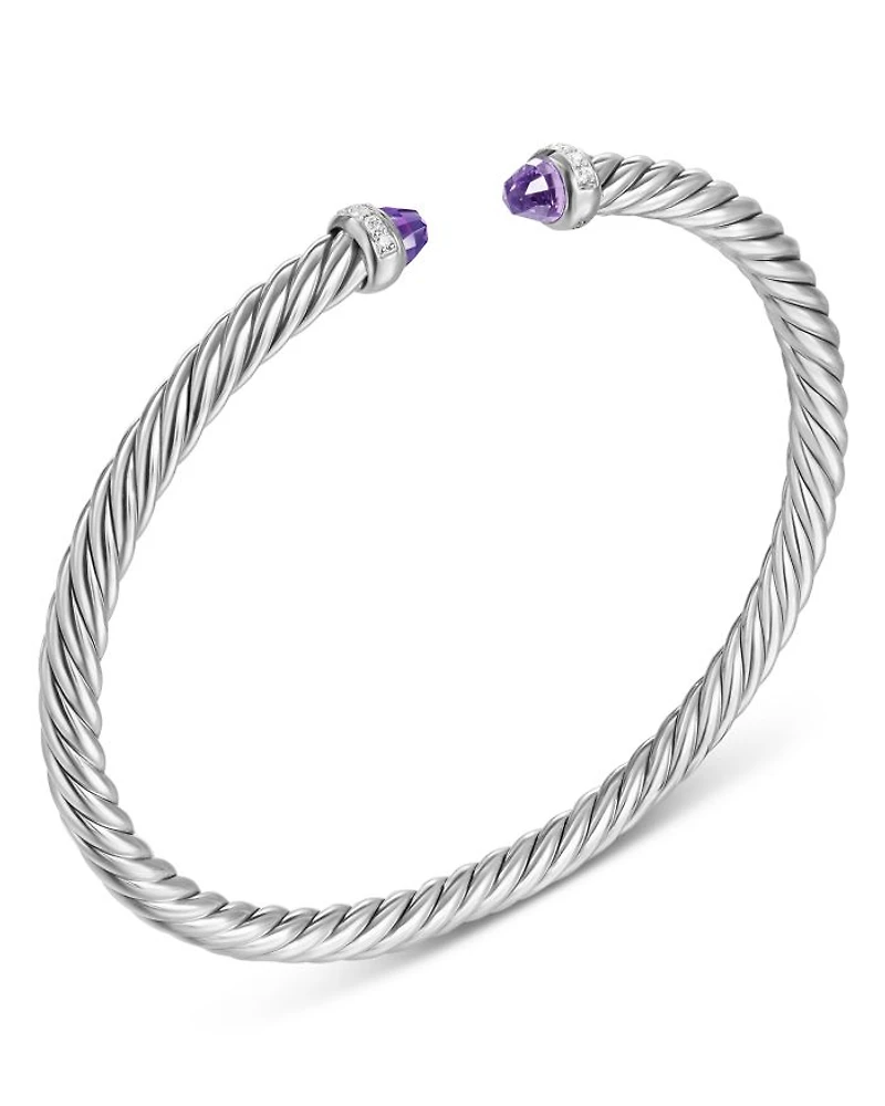 Cablespira Flex® Bracelet Sterling Silver with Diamonds, 4mm