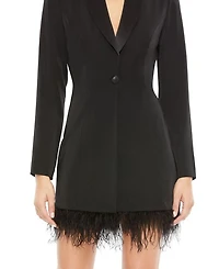 Feathered Trim Tuxedo Dress