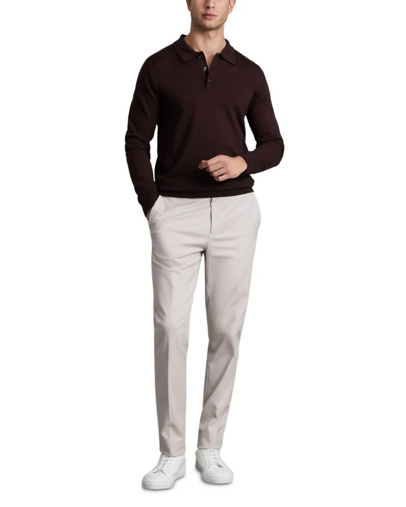 Trafford Merino Wool Regular Fit Long Sleeve Polo Shirt