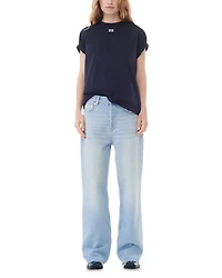 White Basic Jersey Rhinestone Relaxed Tee