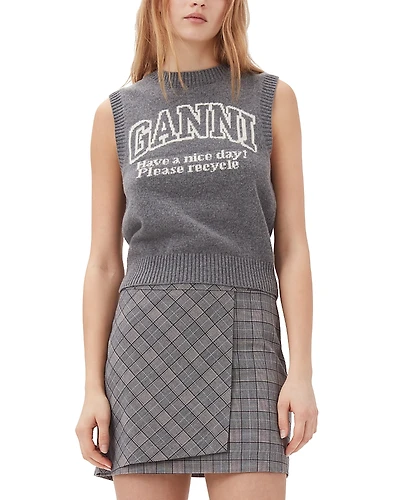 Ganni Grey Graphic Vest