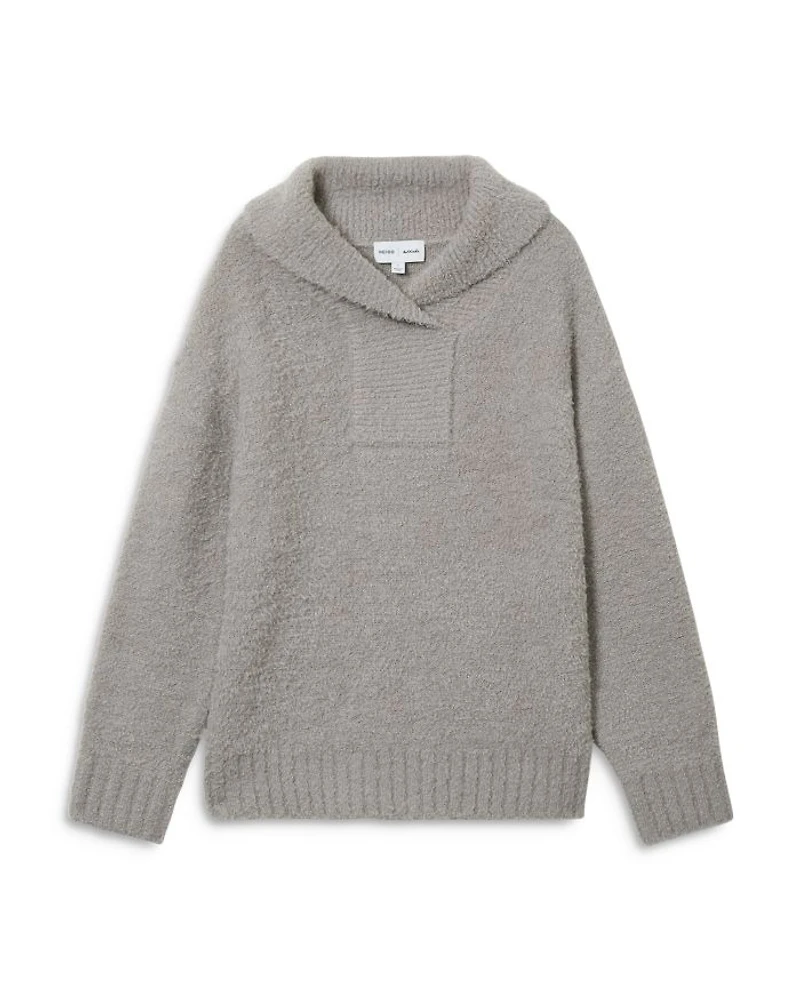 x Les 100 Ciels Unisex Noah Boucle Shawl Collar Jumper