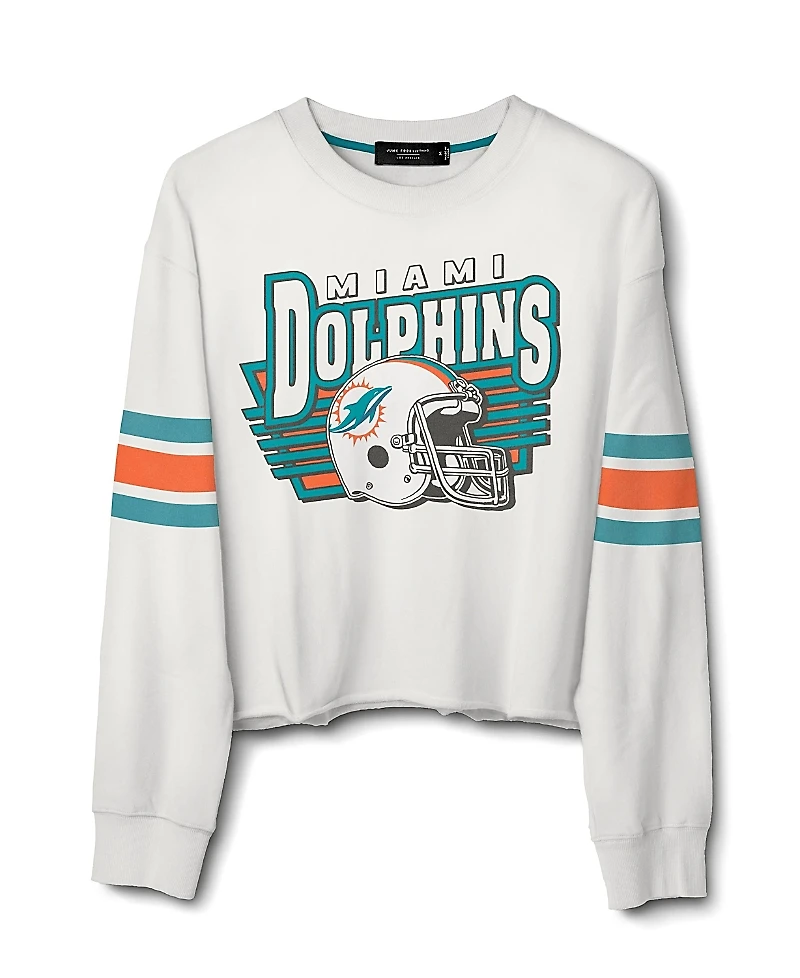 Junk Food Clothing Women's Nfl Miami Dolphins Kickoff Crop Crew Fleece Sweatshirt