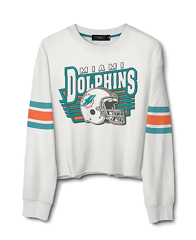 Junk Food Clothing Women's Nfl Miami Dolphins Kickoff Crop Crew Fleece Sweatshirt