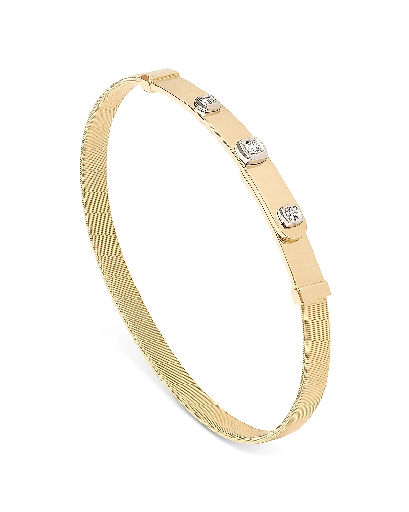 Marco Bicego 18K Yellow Gold Masai Diamond Station Coil Thin Bangle Bracelet