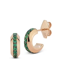 18K Rose Gold Emerald Knife Edge Grant Huggie Earrings