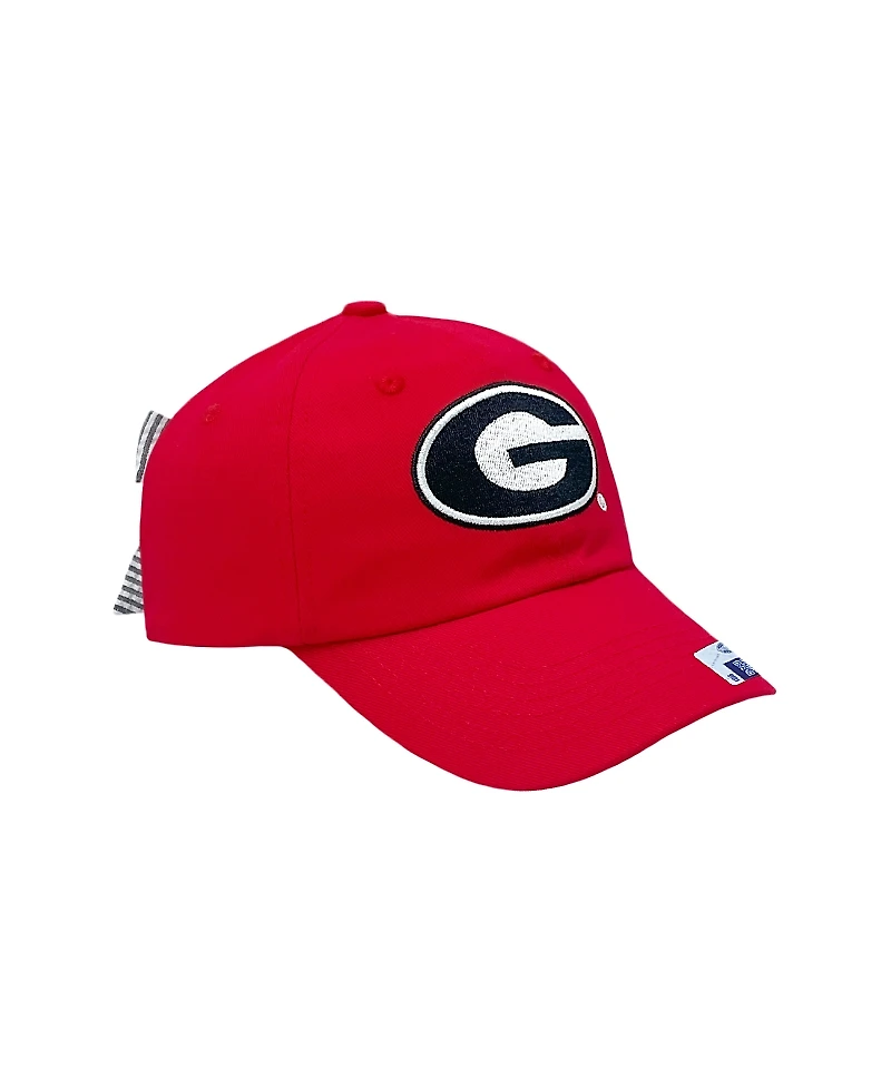 Bits & Bows Girls' Officially Licensed Georgia Bow Baseball Hat - Baby, Little Kid, Big Kid