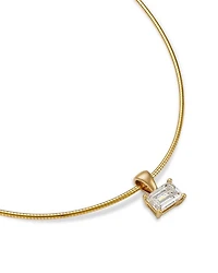 Certified Lab Grown Diamond Emerald Cut Omega Chain Pendant Necklace in 18K Yellow Gold, 2.0 tcw