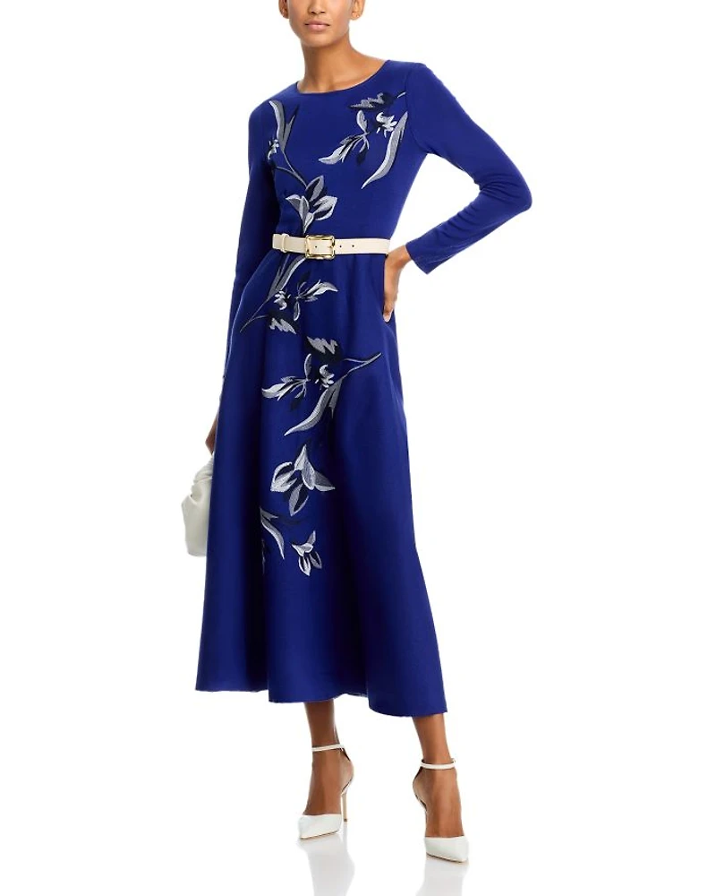 Embroidered Knit Maxi Dress