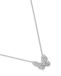 Diamond Pavé Cut Butterfly Pendant Necklace in 14K Rose Gold, 0.33 tcw